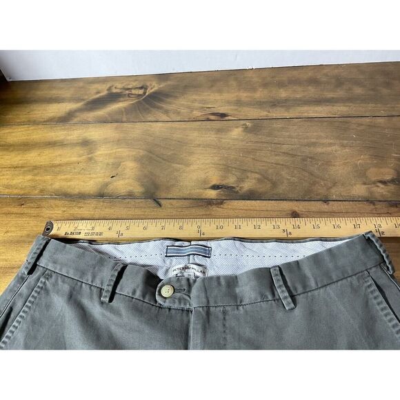 Peter Millar Pants Mens Size 36 Gray Pima Cotton Flat Front Cuffed Straight Leg - Picture 8 of 10